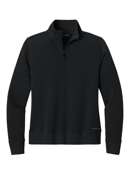 Front View of Black TravisMathew Women's Ocean Villa 1/4-Zip TMA41428
