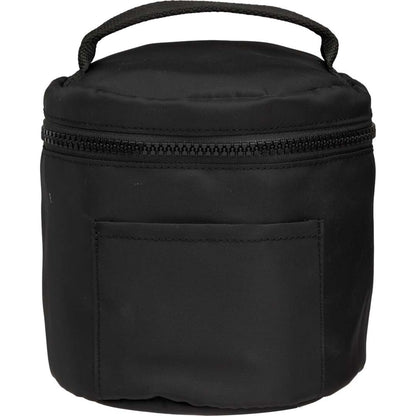 Front View of Black Wellable Recycled Round Travel Case plain