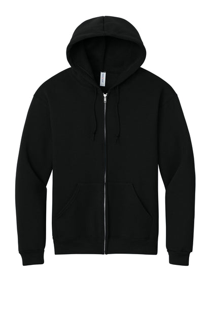 Front View of BlackInk Jerzees Rugged Unisex Full-Zip Hooded Sweatshirt Z12M