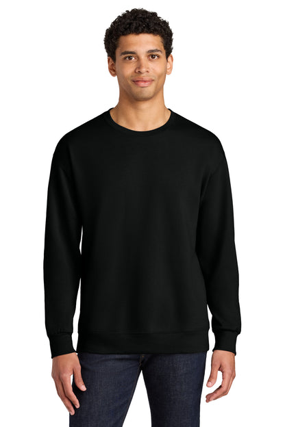 Front View of BlackInk Jerzees Ultimate Unisex CVC Ring Spun Crewneck Sweatshirt IC48M