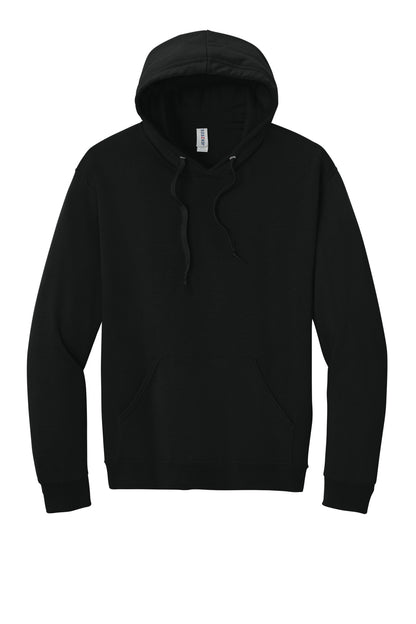 Front View of BlackInk Jerzees Ultimate Unisex CVC Ring Spun Hooded Sweatshirt IC49M