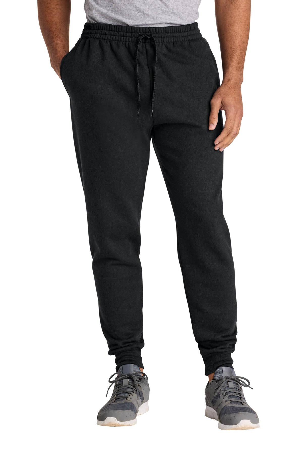 Front View of BlackInk Jerzees Ultimate Unisex CVC Ring Spun Pocket Jogger IC50M