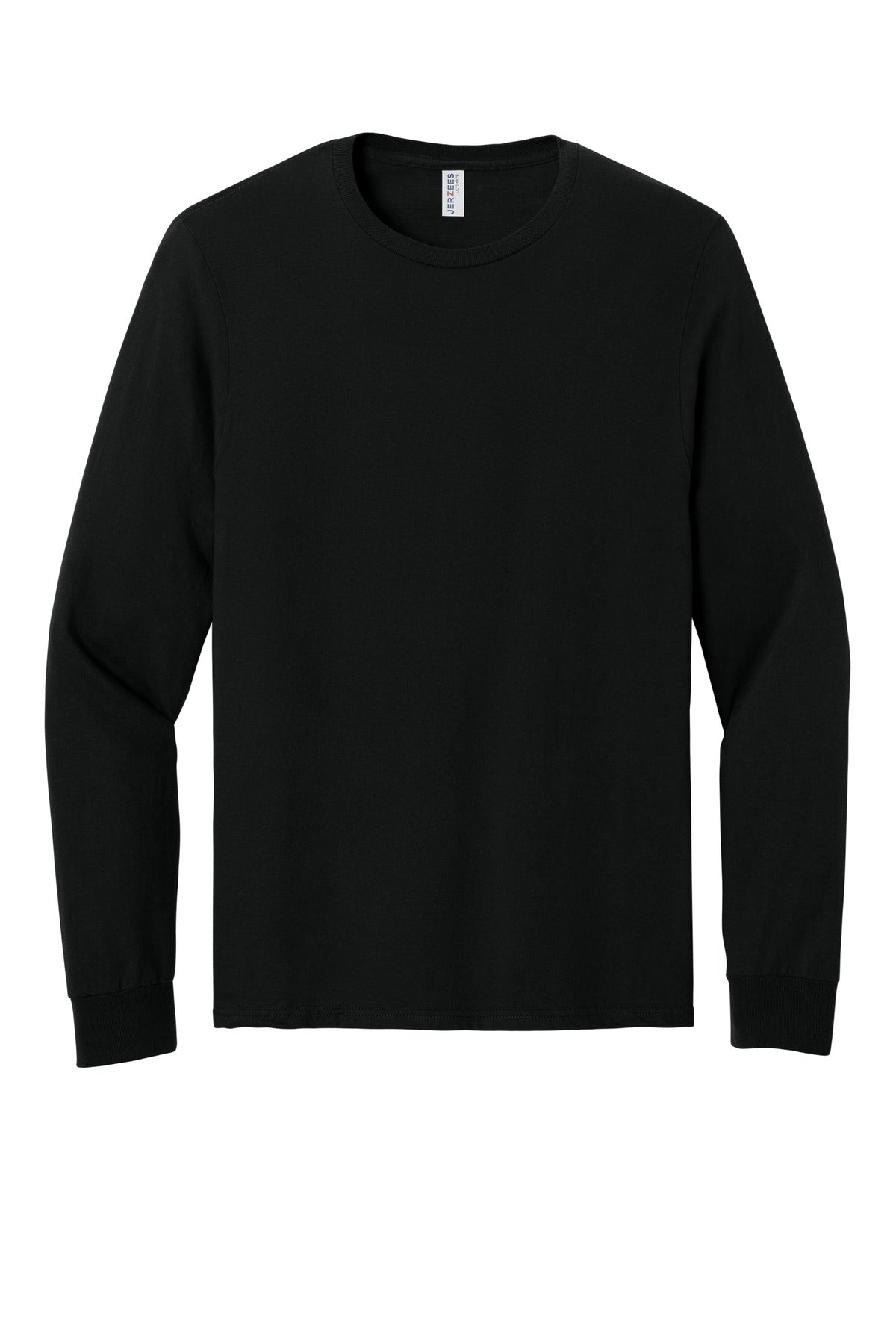 Front View of BlackInk Jerzees Ultimate Unisex Ring Spun Long Sleeve T-Shirt IC46L