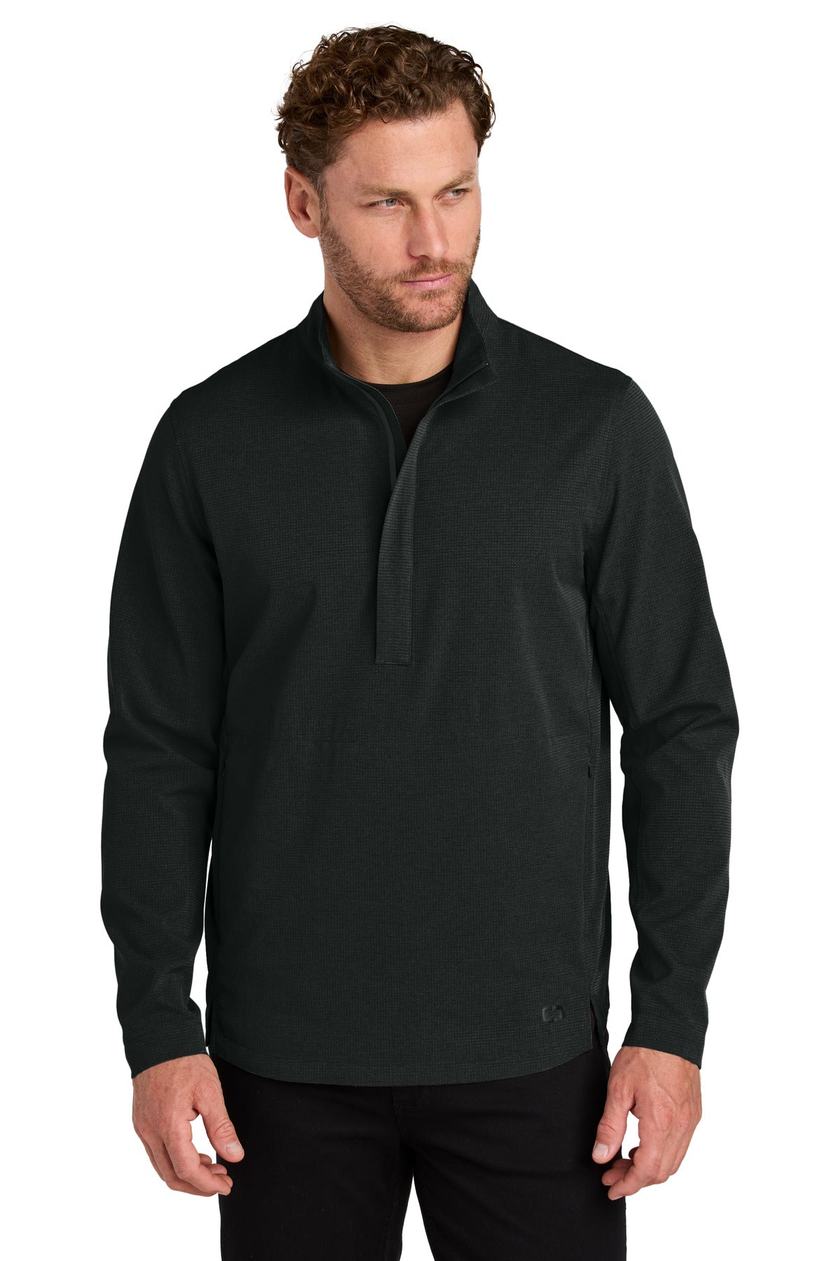 Front View of Blacktop OGIO Aspect 1/2-Zip Pullover OG1003