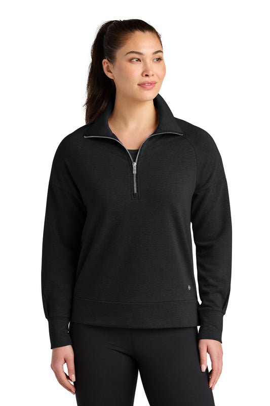 Front View of Blacktop OGIO Women's Luuma 1/2-Zip LOG814