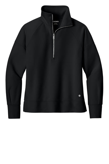 Front View of Blacktop OGIO Women's Luuma 1/2-Zip LOG814
