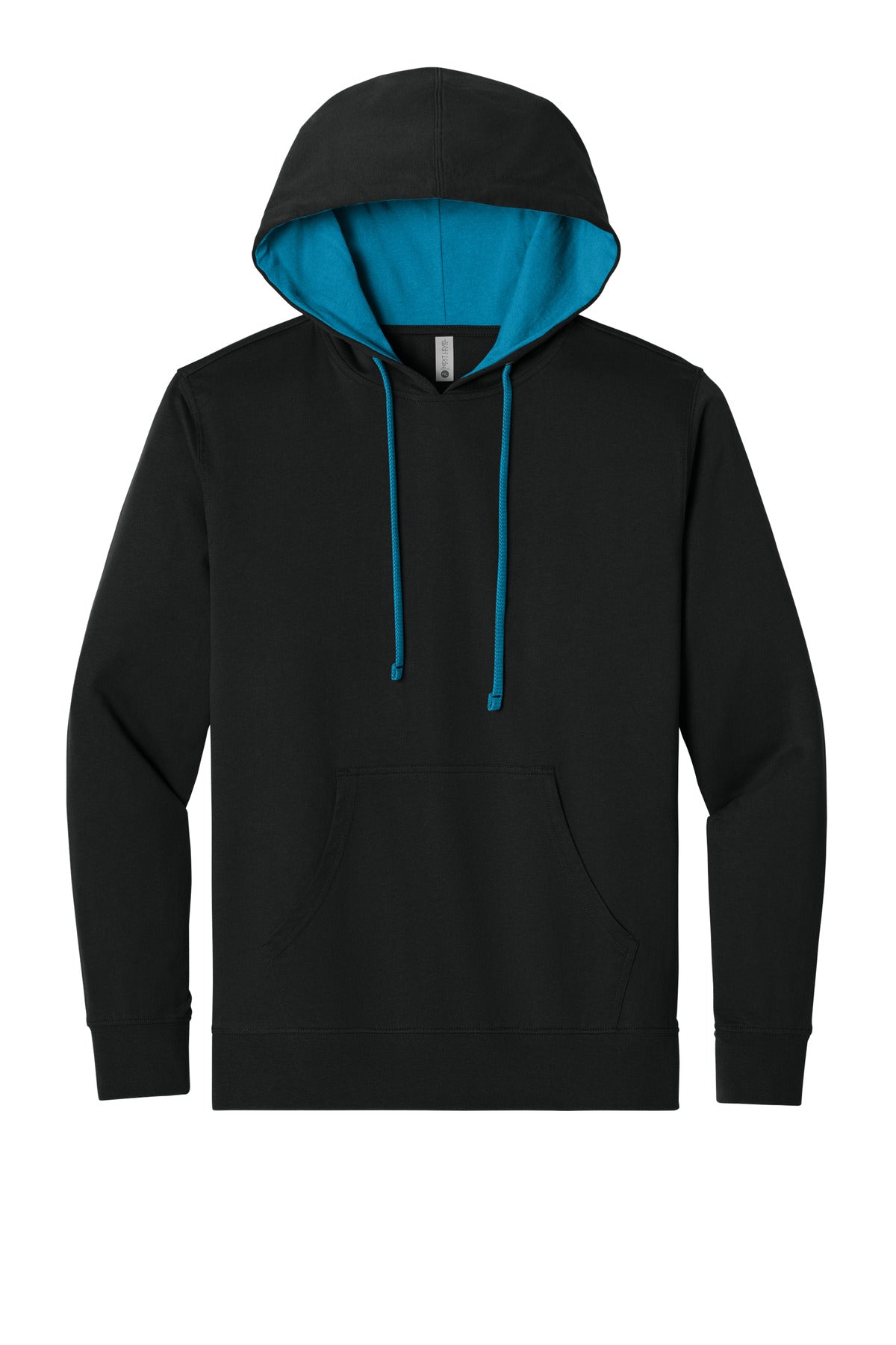 Front View of Black/Turq Next Level Apparel Laguna Hoodie NL9301
