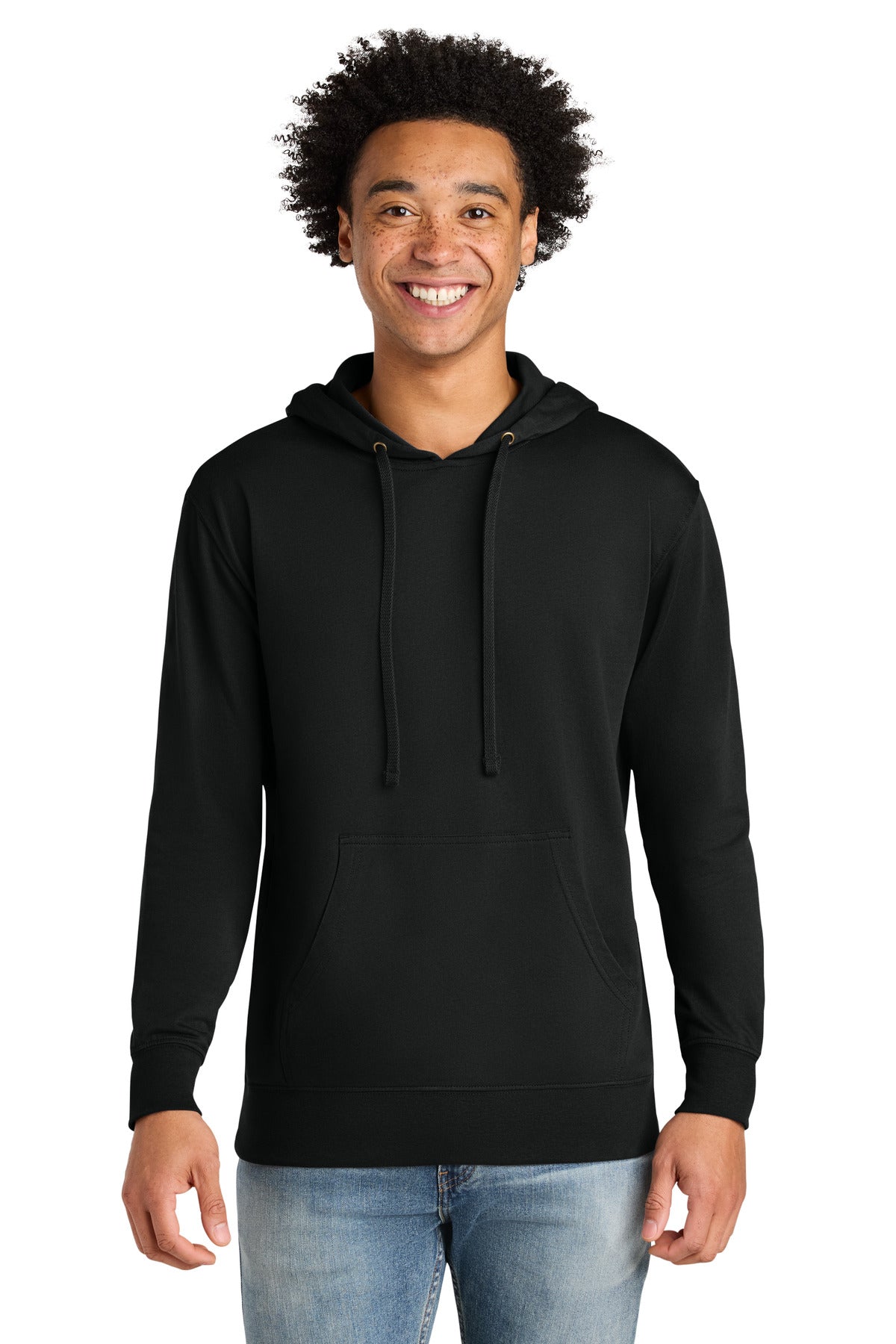 Front View of Blk/Blk Next Level Apparel Laguna Hoodie NL9301