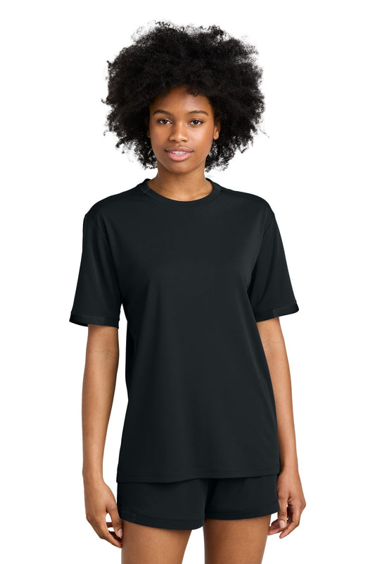 Front View of Blk/Blk Sport-Tek Club Short Sleeve Crew ST440