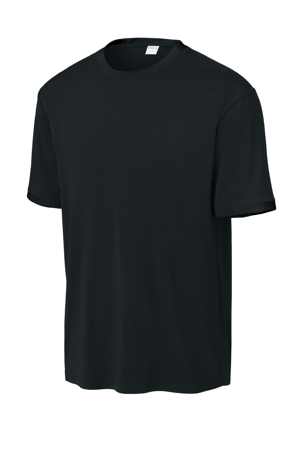 Front View of Blk/Blk Sport-Tek Club Short Sleeve Crew ST440