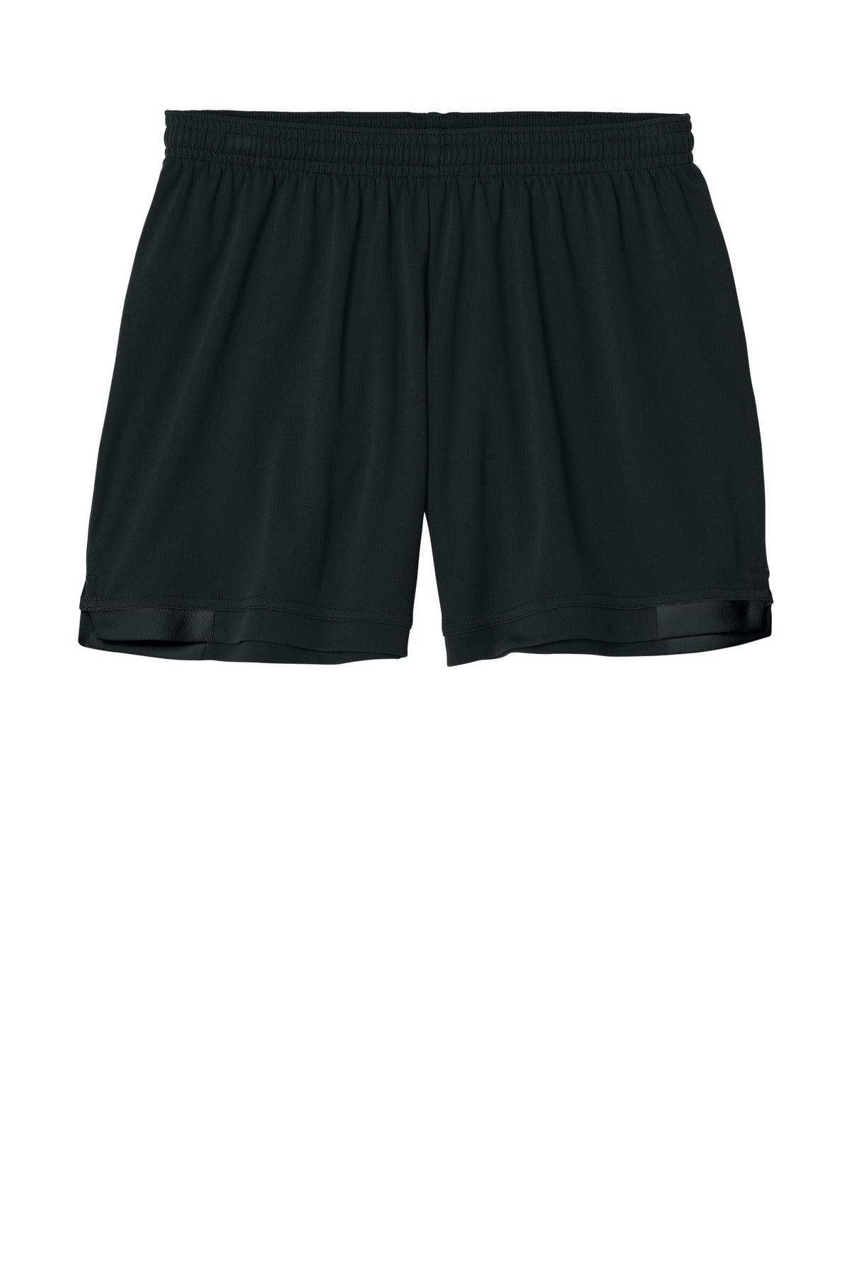 Front View of Blk/Blk Sport-Tek Women's Club 5" Short LST442