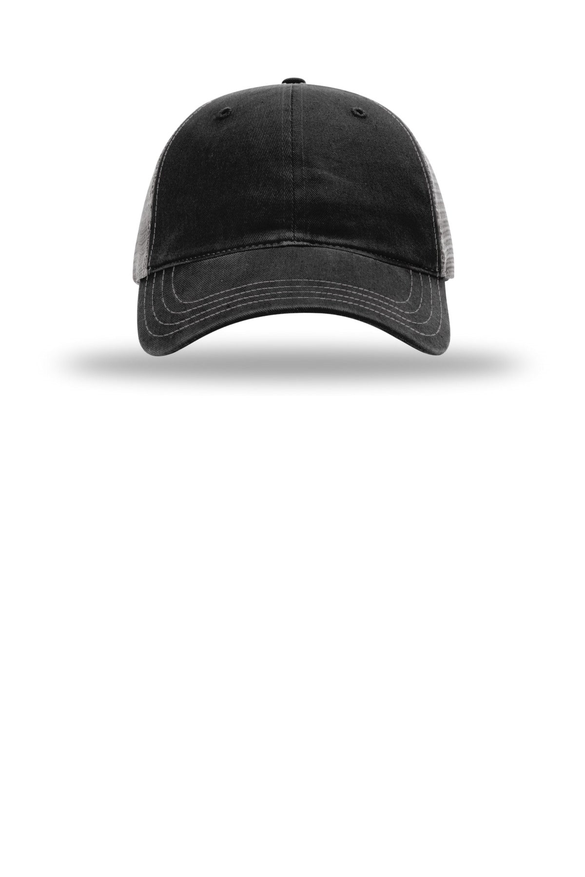 Front View of Blk/Char Richardson Garment Washed Trucker 111