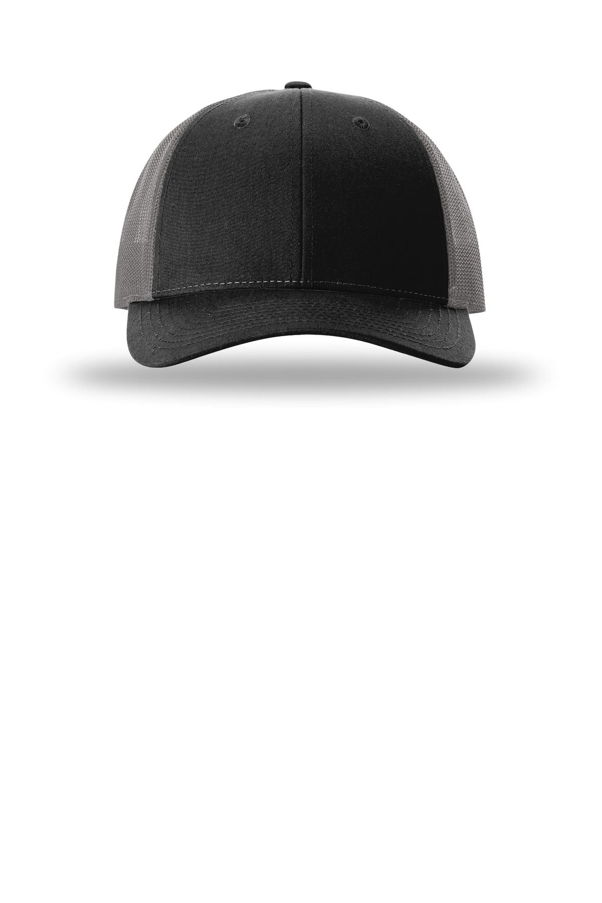 Front View of Blk/Char Richardson Low Pro Trucker 115
