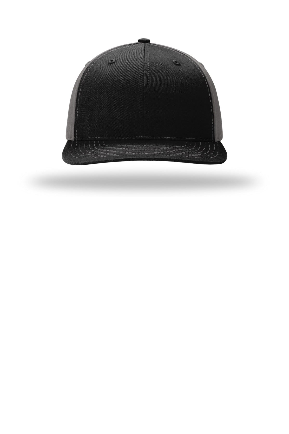 Front View of Blk/Char Richardson Solid Twill Trucker 312