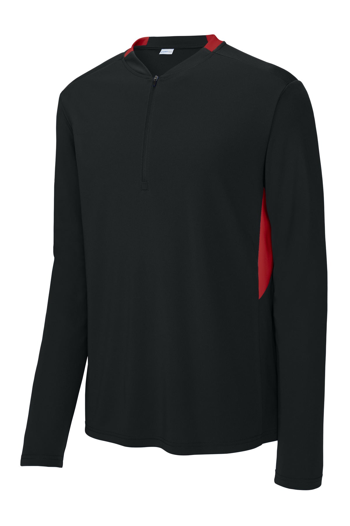 Front View of Blk/DpRed Sport-Tek Club 1/4-Zip Pullover ST443