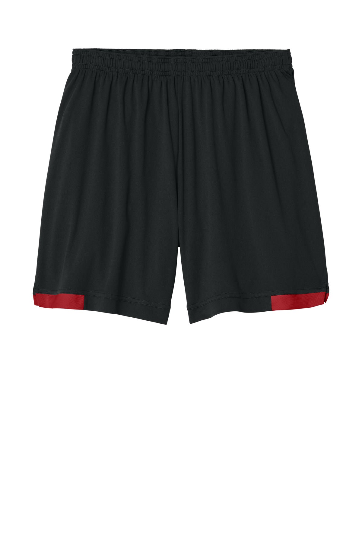 Front View of Blk/DpRed Sport-Tek Club 7" Short ST442