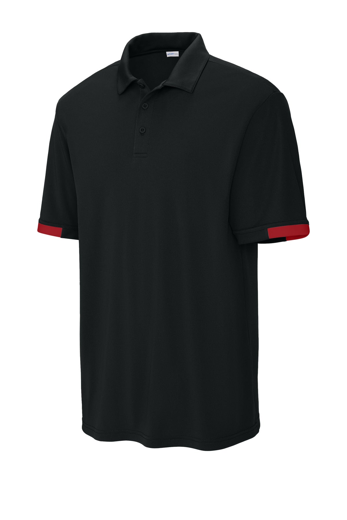 Front View of Blk/DpRed Sport-Tek Club Colorblock Polo ST444