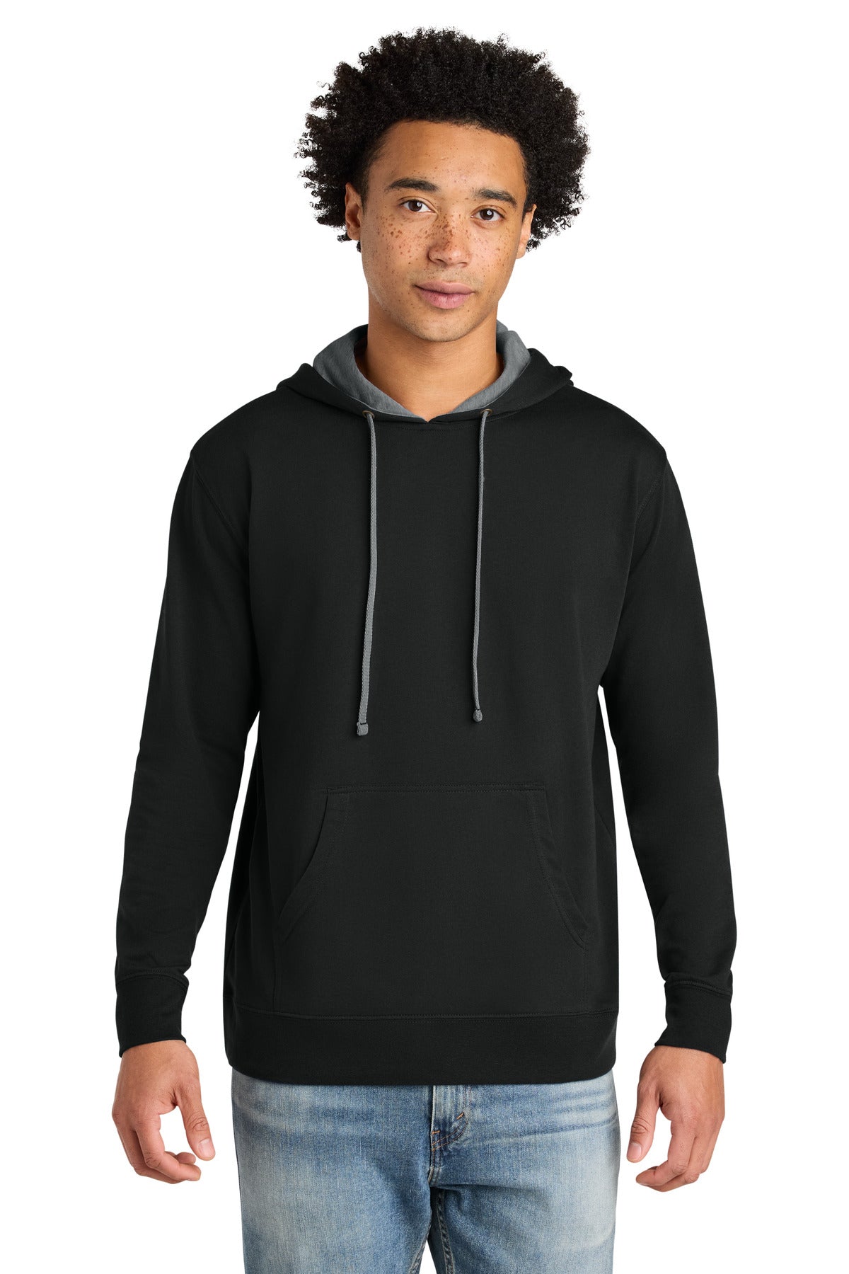 Front View of Blk/HtGray Next Level Apparel Laguna Hoodie NL9301