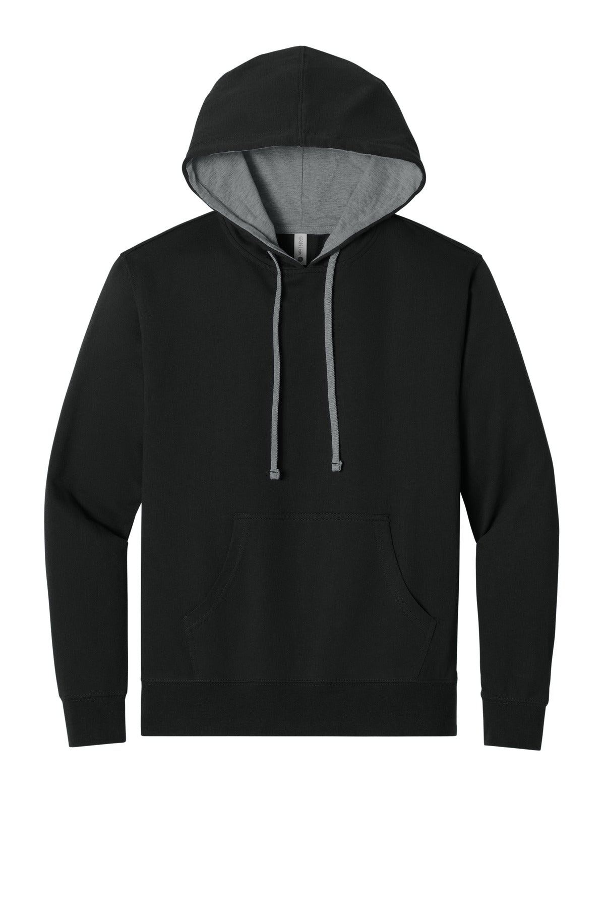 Front View of Blk/HtGray Next Level Apparel Laguna Hoodie NL9301