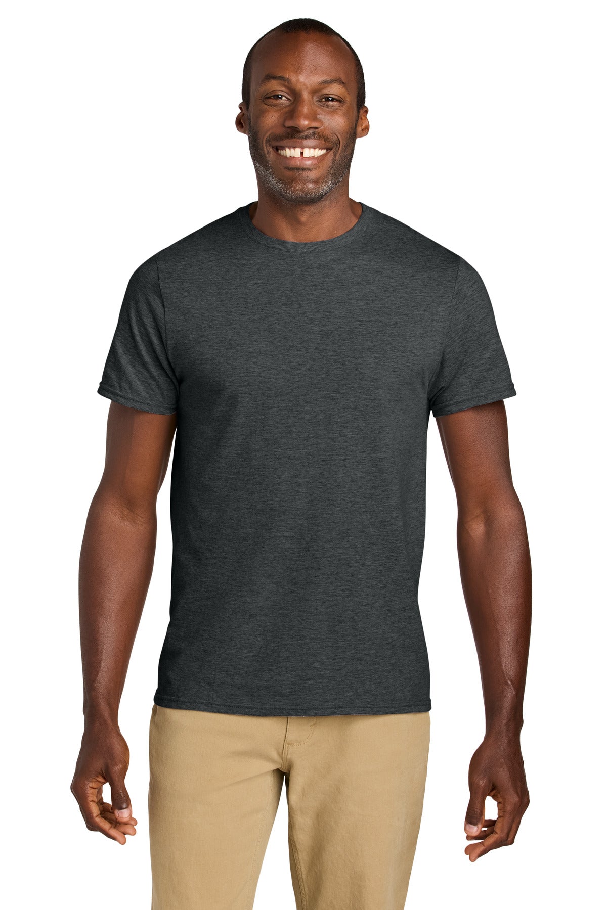 Front View of BlkHthr Jerzees Classics Unisex Cotton T-Shirt 363M