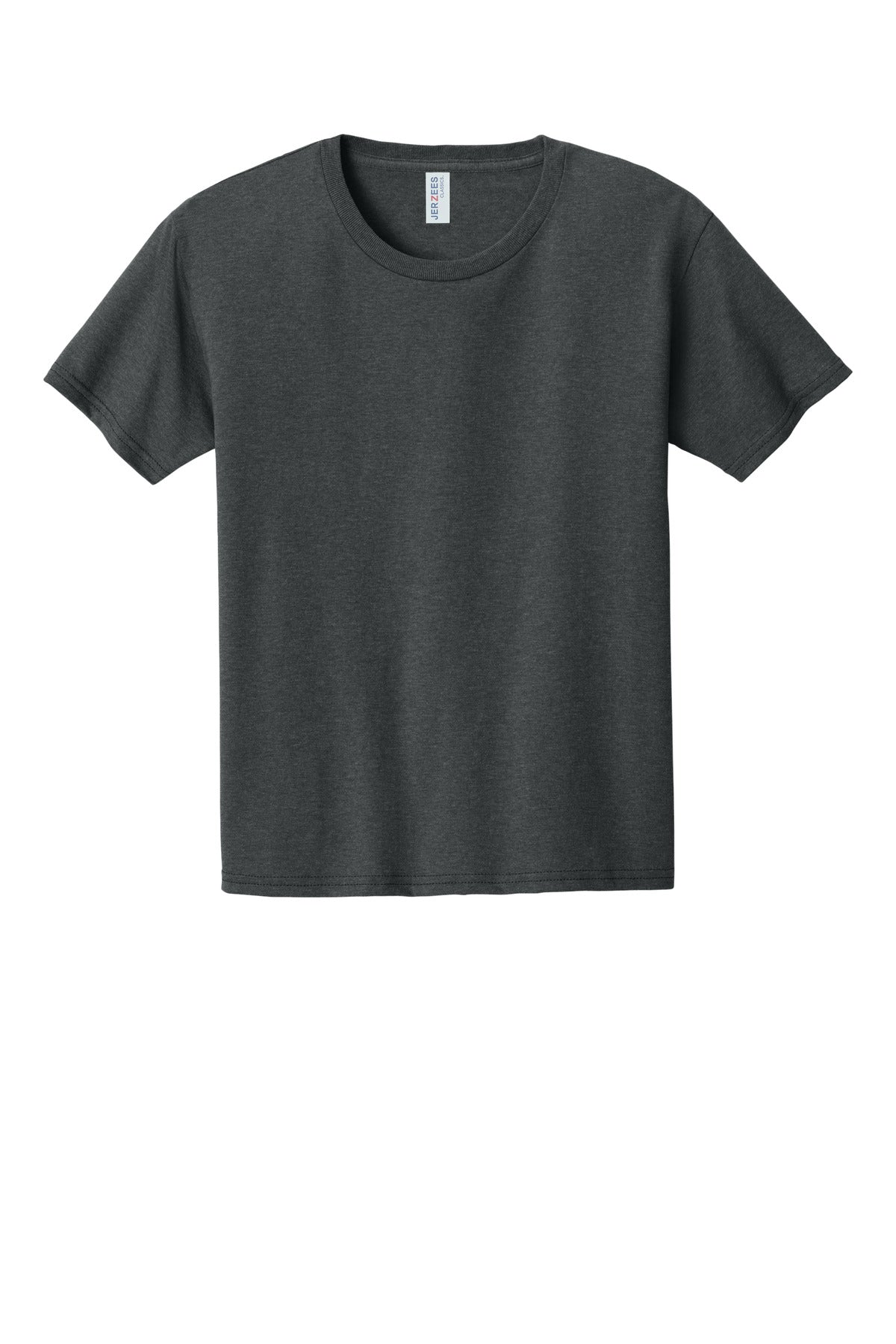 Front View of BlkHthr Jerzees Classics Youth Cotton T-Shirt 363Y