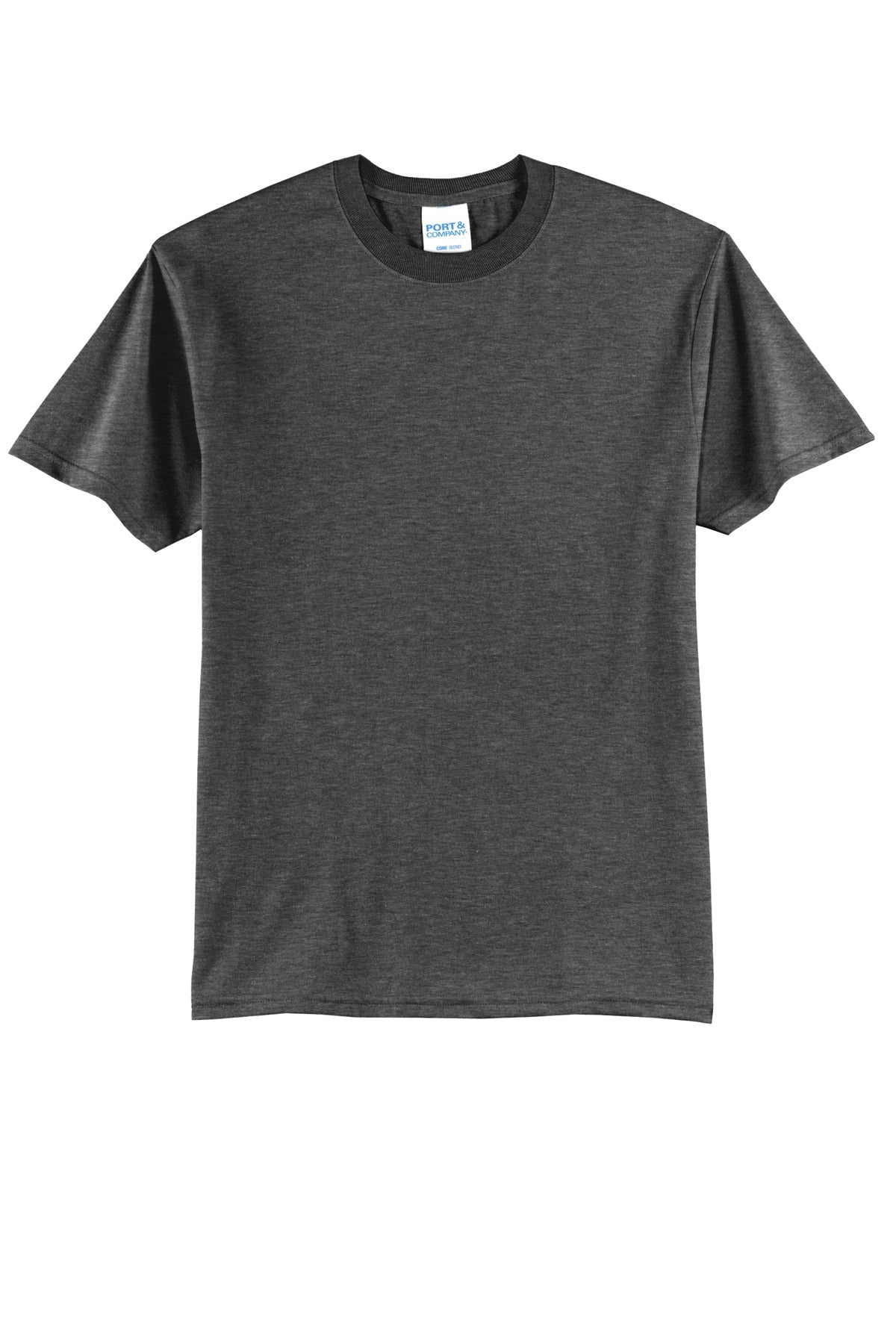 Front View of BlkHthr Port & Co Core Blend Tee. PC55