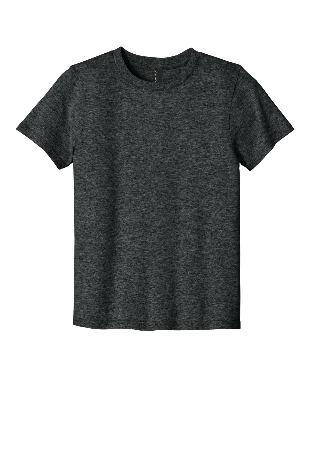 Front View of BlkHthr Port & Co Youth Easy Cotton Tee PC43Y