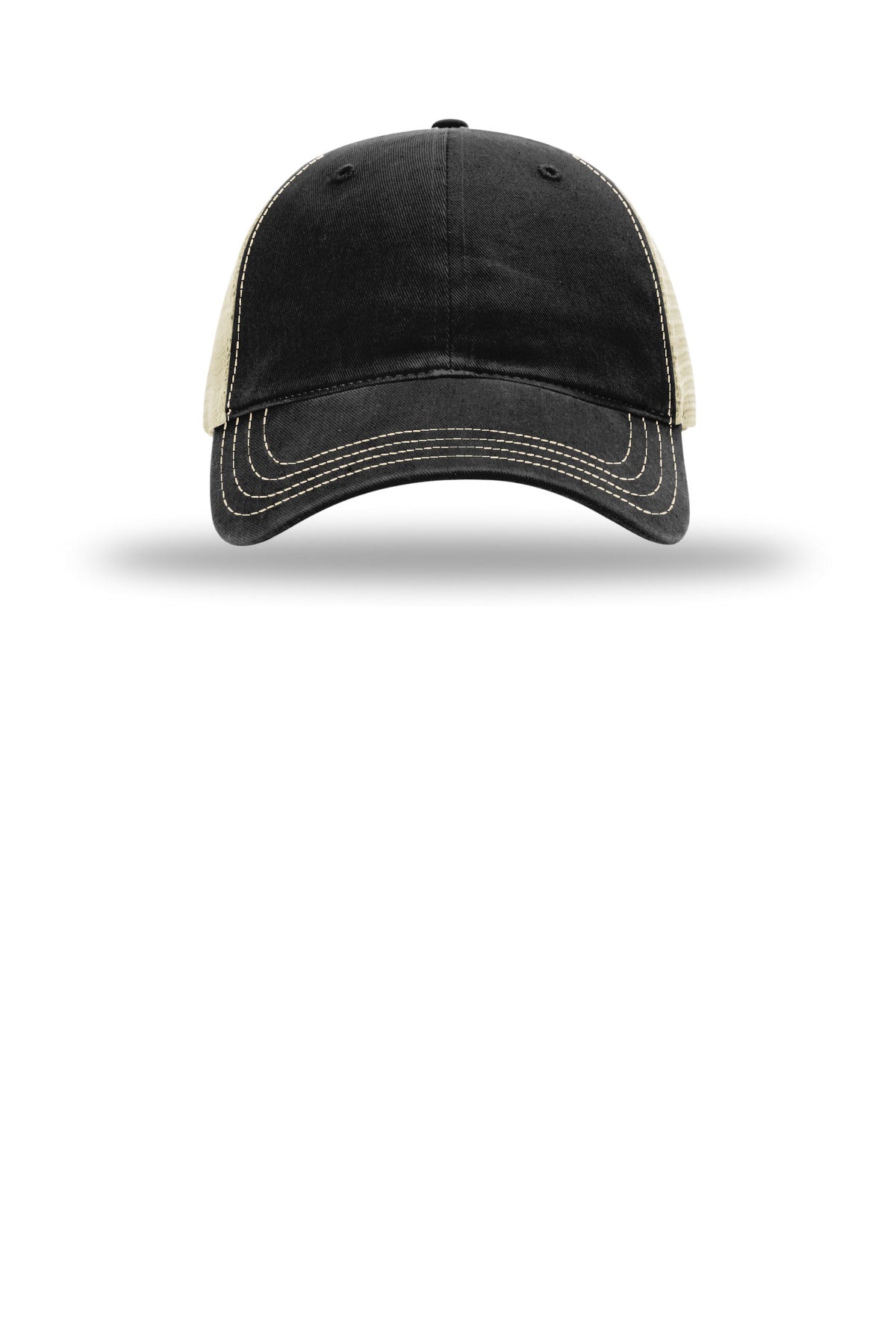 Front View of Blk/Khaki Richardson Garment Washed Trucker 111