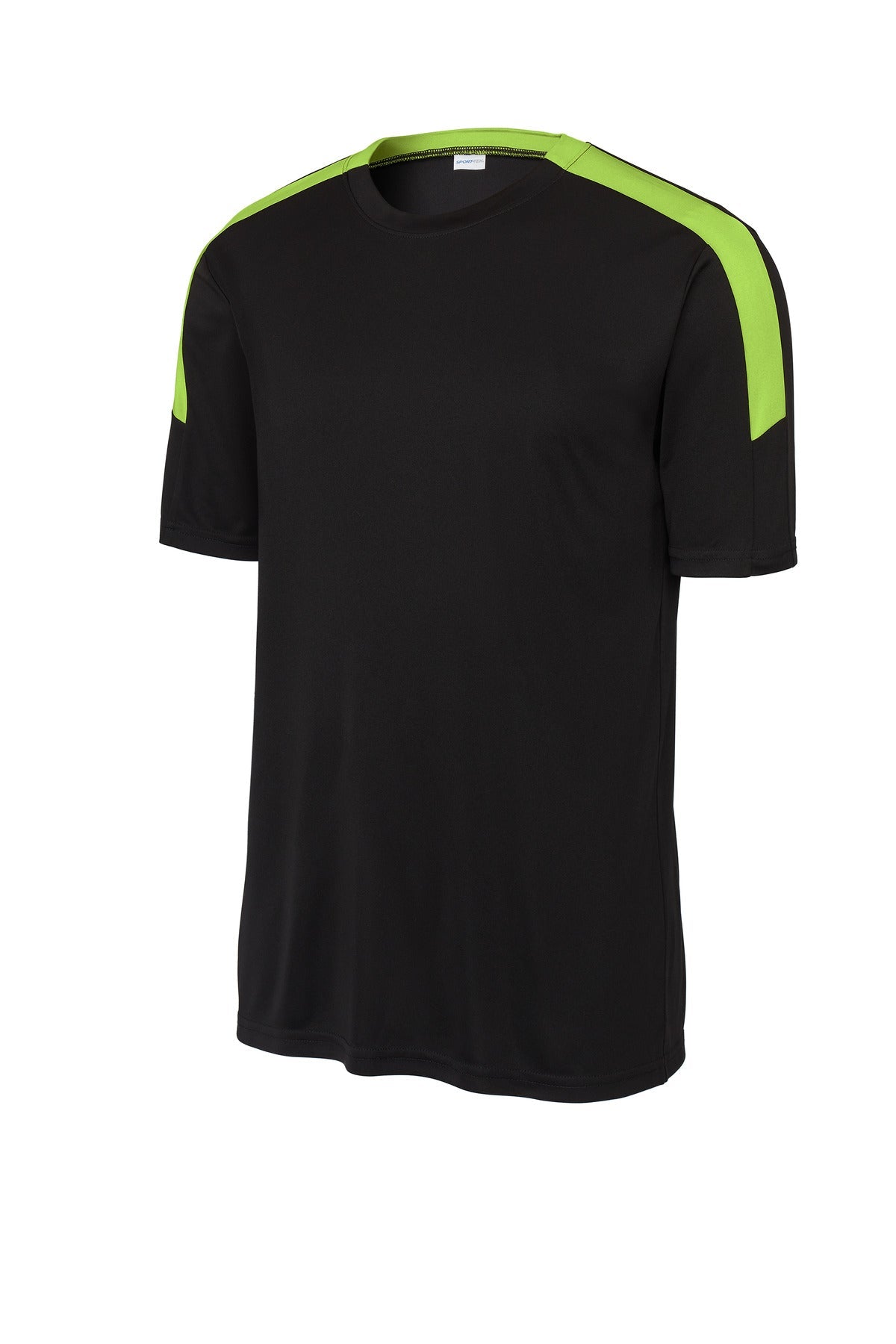 Front View of Blk/LmShk Sport-Tek Competitor United Crew ST100