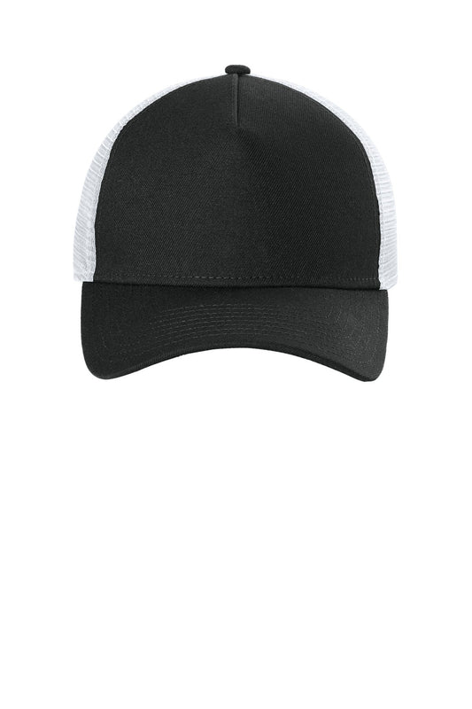 Front View of Blk/White New Era A-Frame Snapback Mesh Back Cap NE212