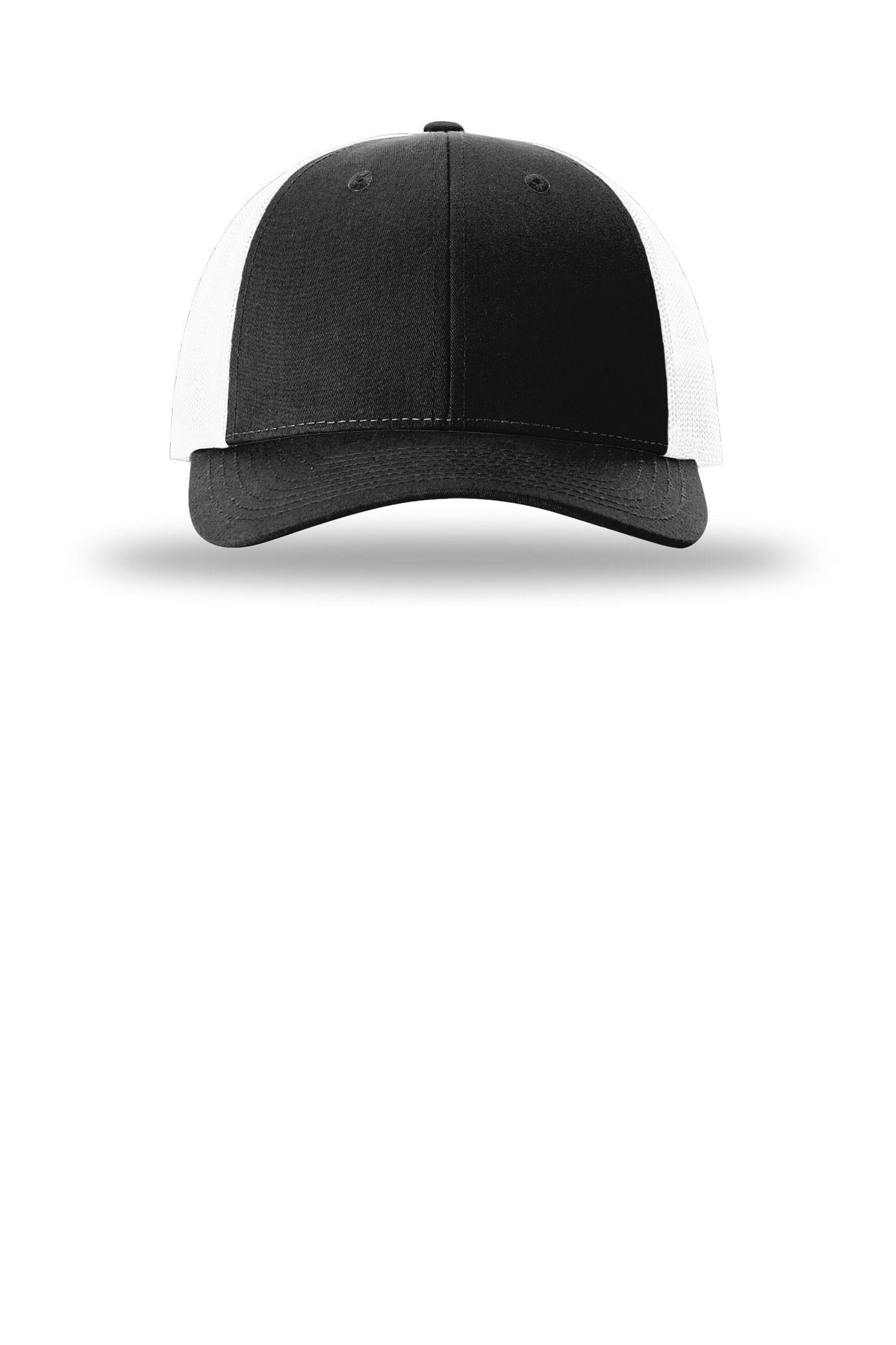 Front View of Blk/White Richardson Low Pro Trucker 115