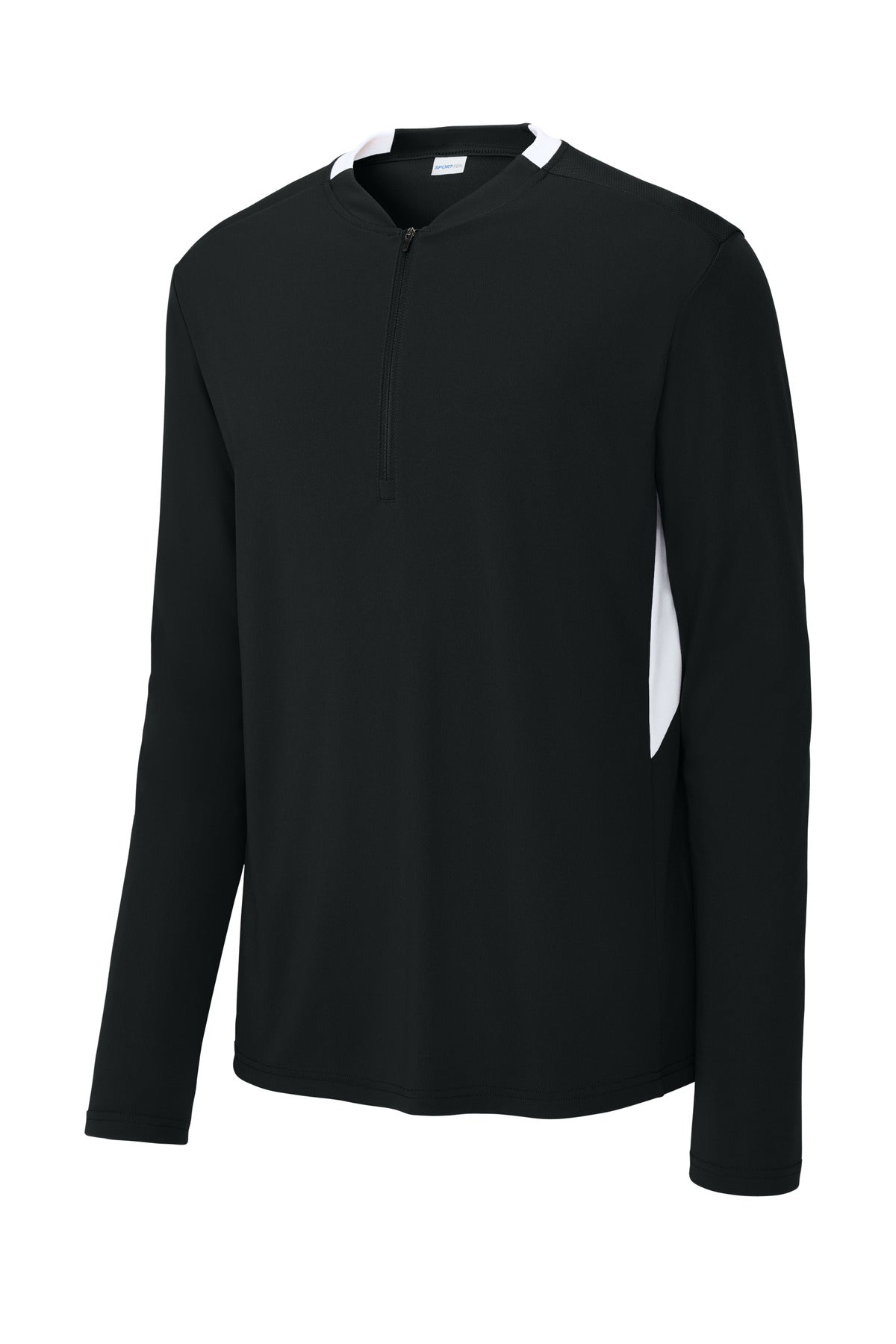 Front View of Blk/White Sport-Tek Club 1/4-Zip Pullover ST443