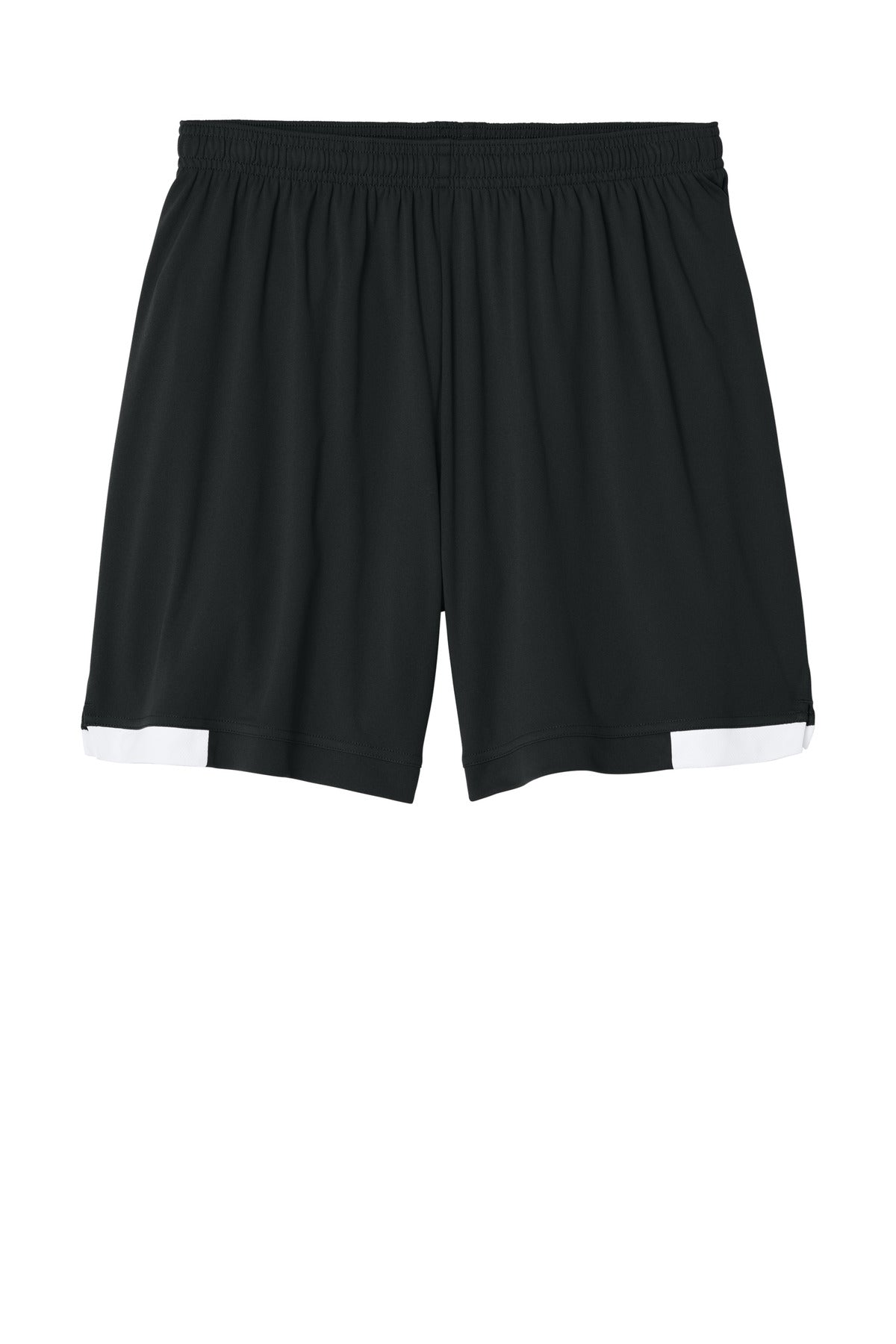 Front View of Blk/White Sport-Tek Club 7" Short ST442