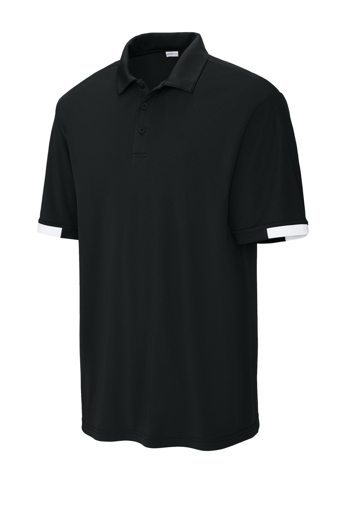 Front View of Blk/White Sport-Tek Club Colorblock Polo ST444