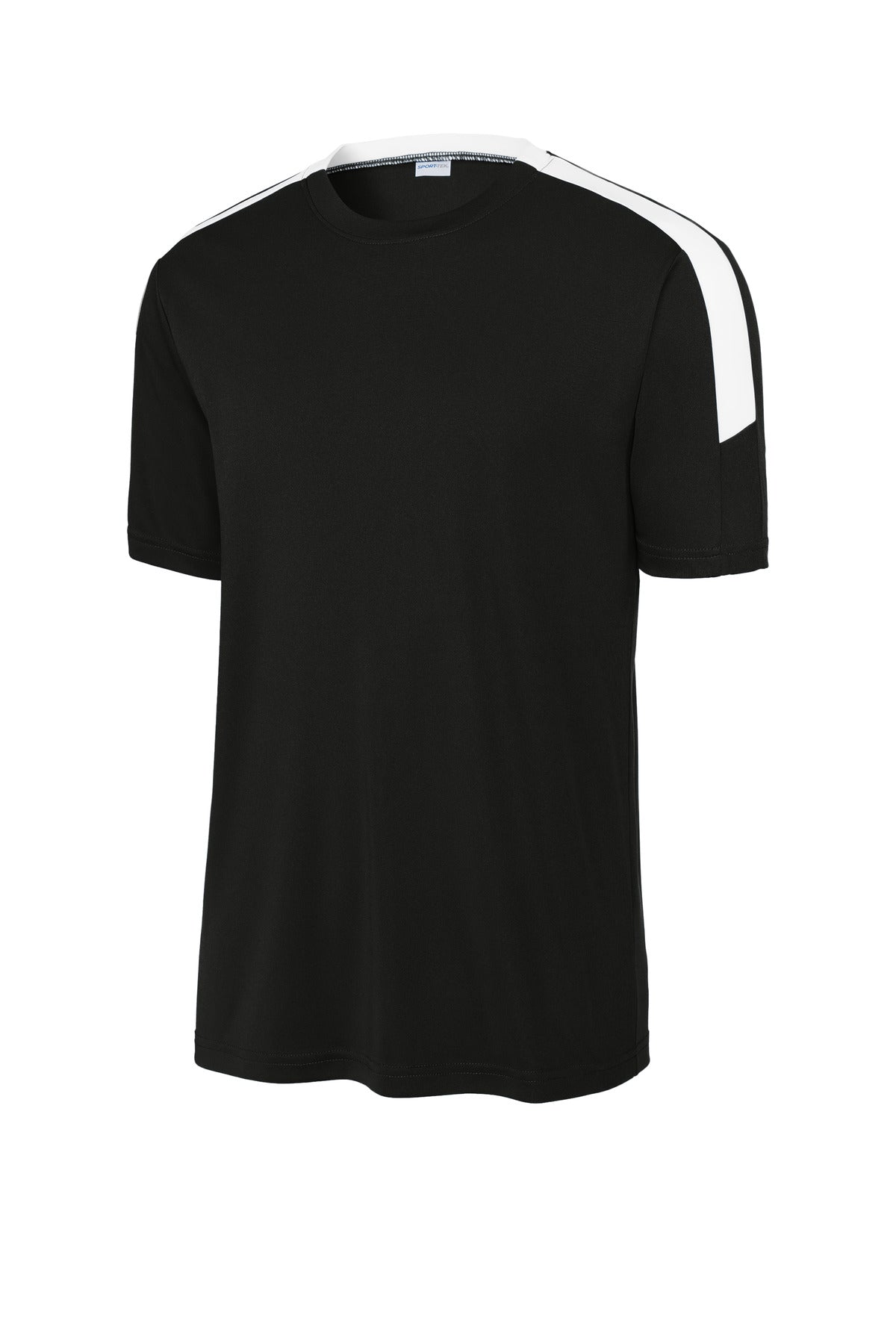Front View of Blk/White Sport-Tek Competitor United Crew ST100