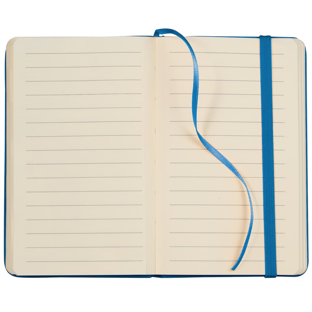 Front View of Blue 3.5" x 5.5" Recycled PET Pocket Bound Journal