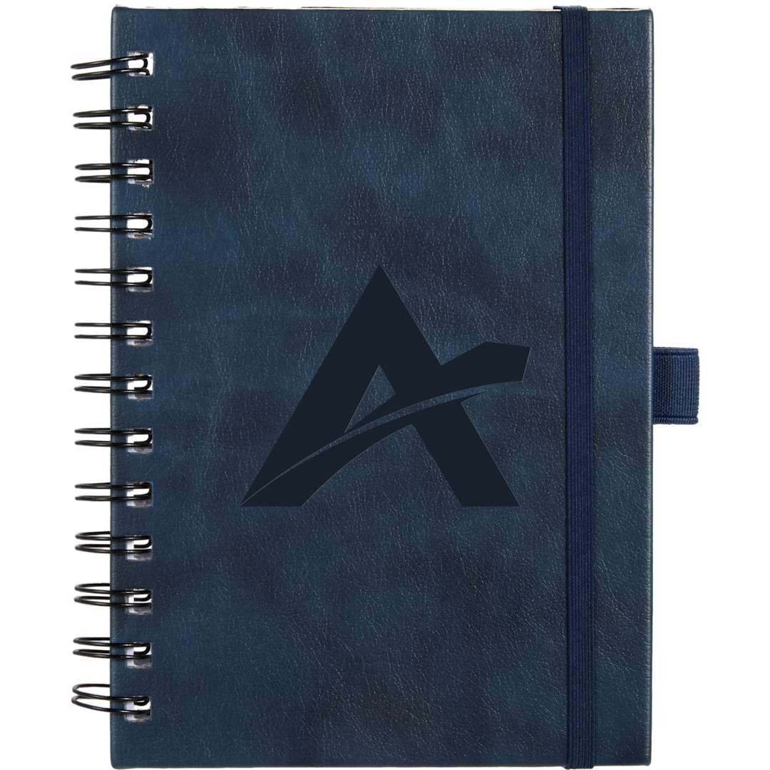Front View of Blue 5” x 7” FSC® Recycled Morano Spiral Journal