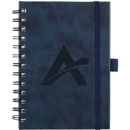 Front View of Blue 5” x 7” FSC® Recycled Morano Spiral Journal