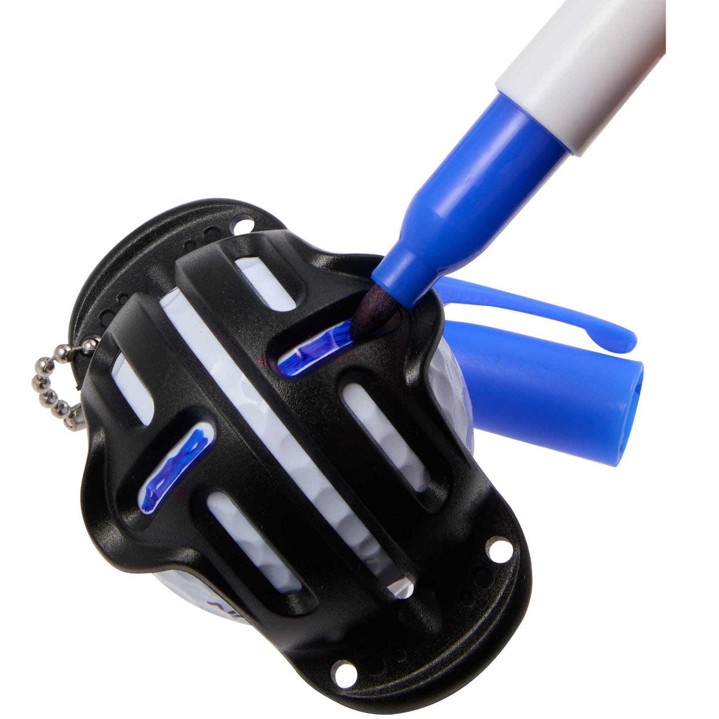 Front View of Blue Golf Ball Stencil with Marker
