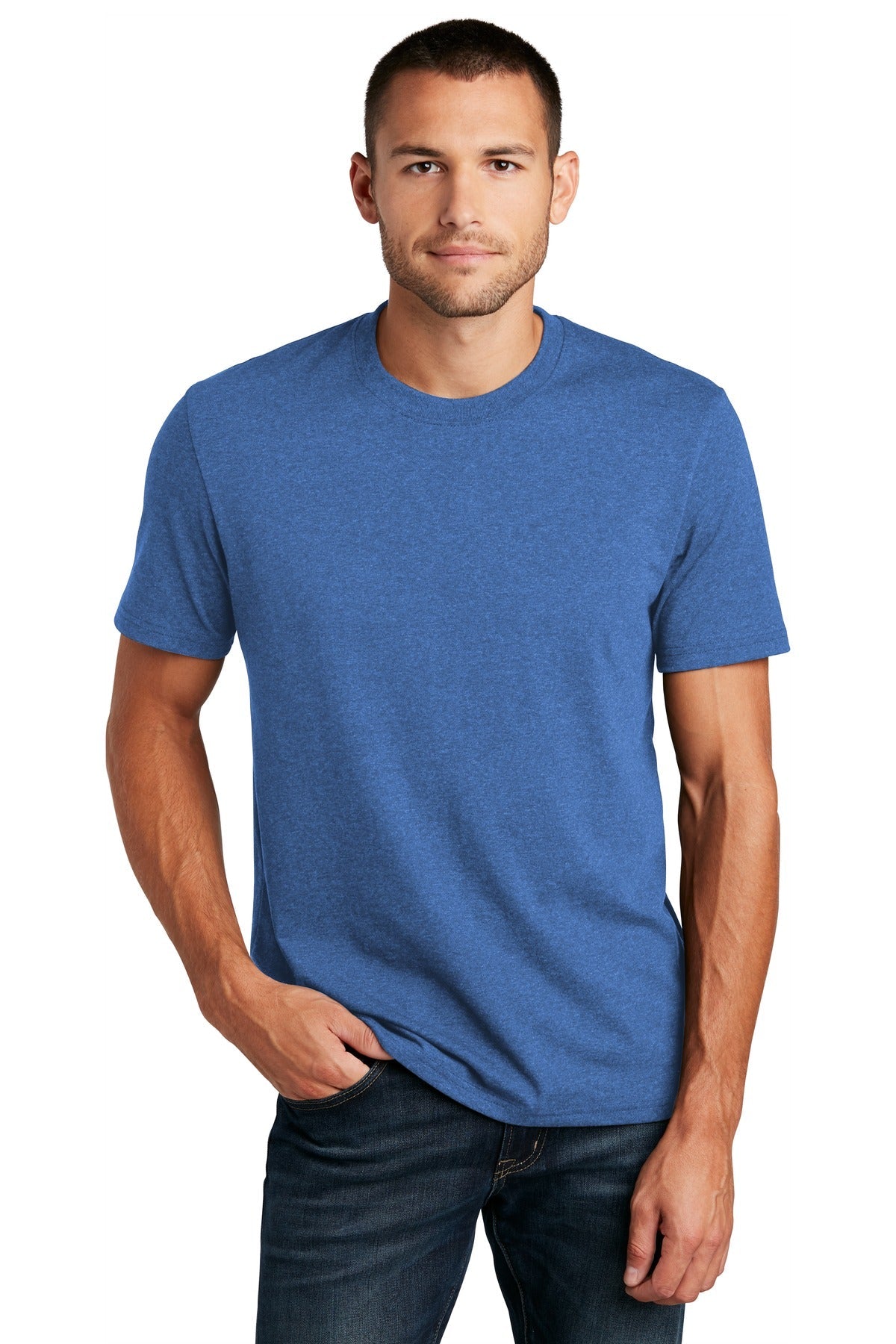 Front View of Blue Heather District Re-Tee DT8000