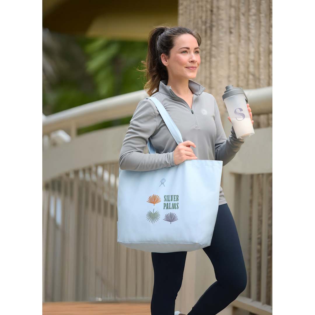 Front View of Blue Hydro Flask® Tag Along Tote