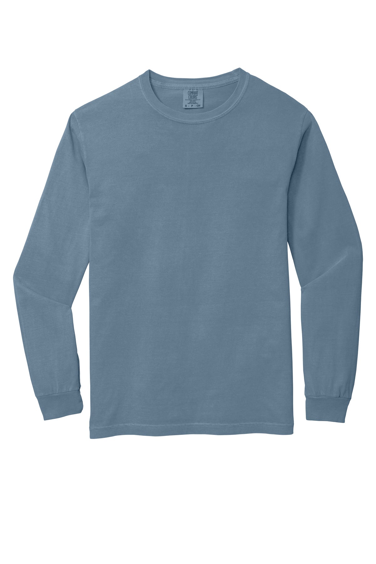 Front View of Blue Jean COMFORT COLORS Heavyweight Ring Spun Long Sleeve Tee. 6014