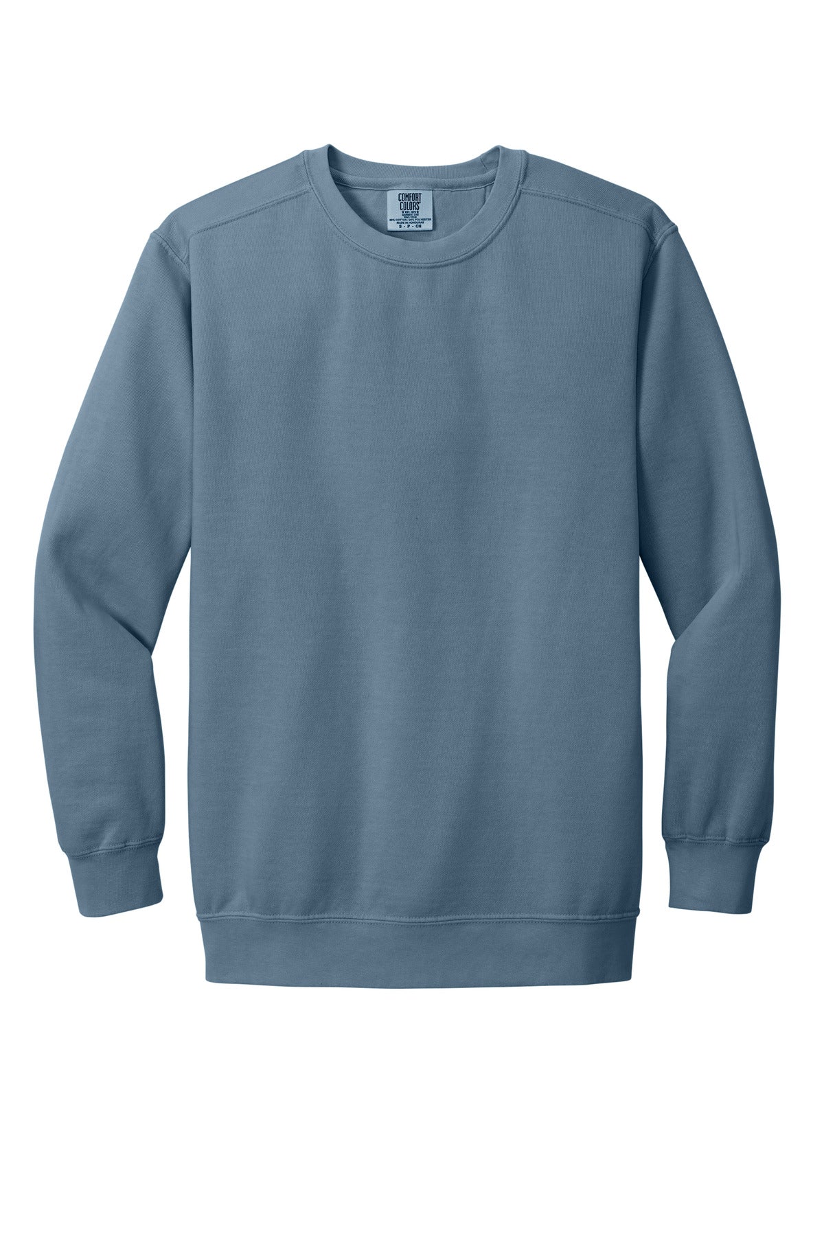Front View of Blue Jean COMFORT COLORS Ring Spun Crewneck Sweatshirt. 1566