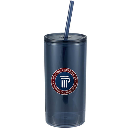 Front View of Blue Marly Recycled Acrylic Tumbler 16oz