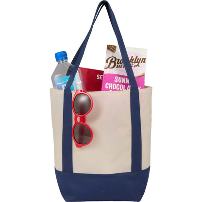 Front View of Blue Mini Non Woven LighthouseTote plain