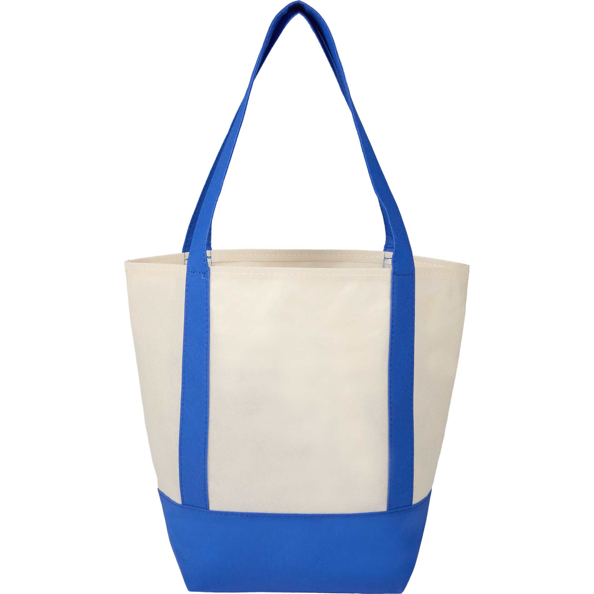 Front View of Blue Mini Non Woven LighthouseTote plain