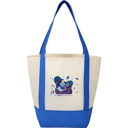Front View of Blue Mini Non Woven LighthouseTote
