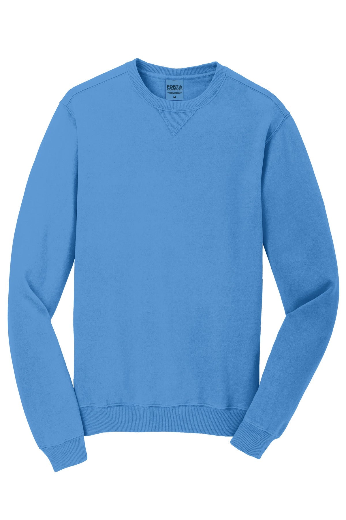 Front View of Blue Moon Port & Co Beach Wash Garment-Dyed Crewneck Sweatshirt PC098