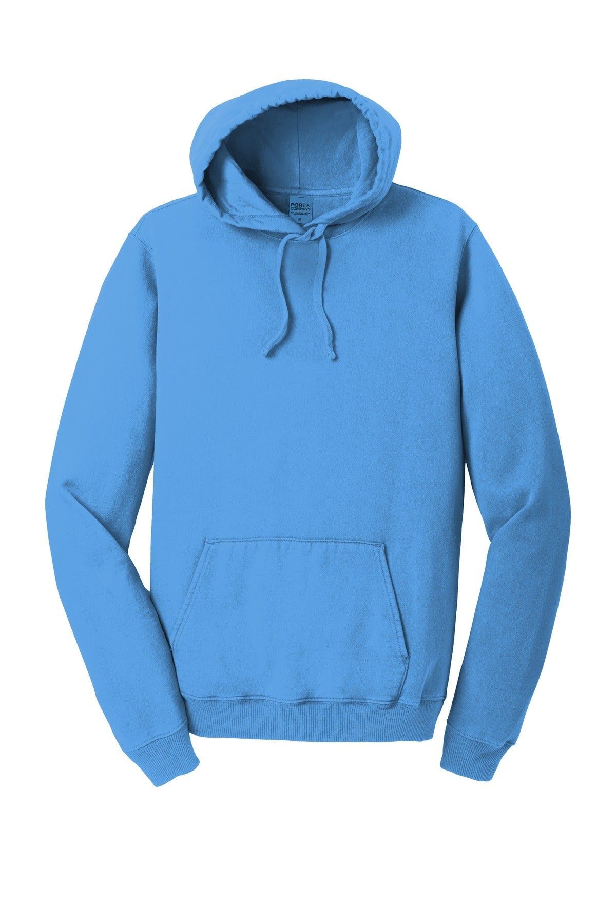 Front View of Blue Moon Port & Co Beach Wash Garment-Dyed Pullover Hooded Sweatshirt. PC098H