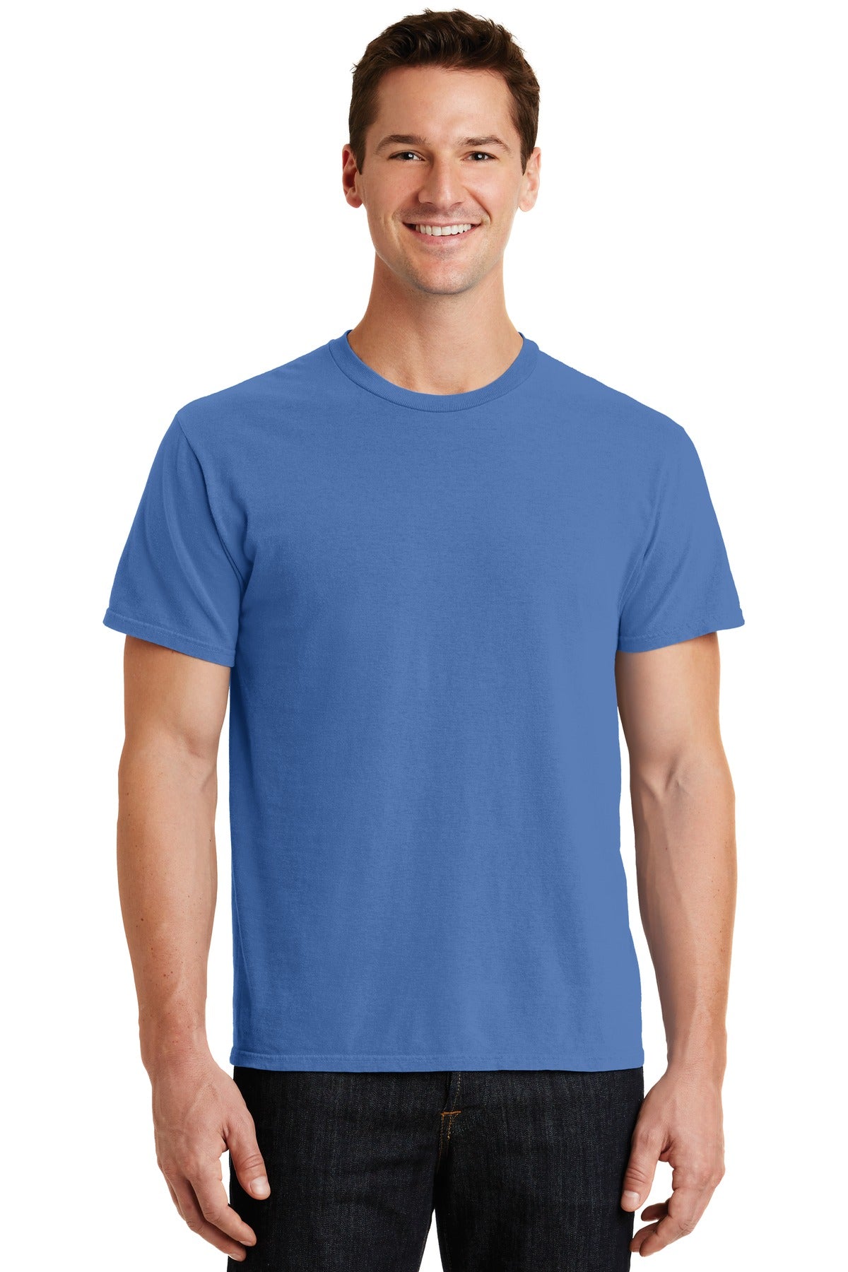 Front View of Blue Moon Port & Co Beach Wash Garment-Dyed Tee. PC099